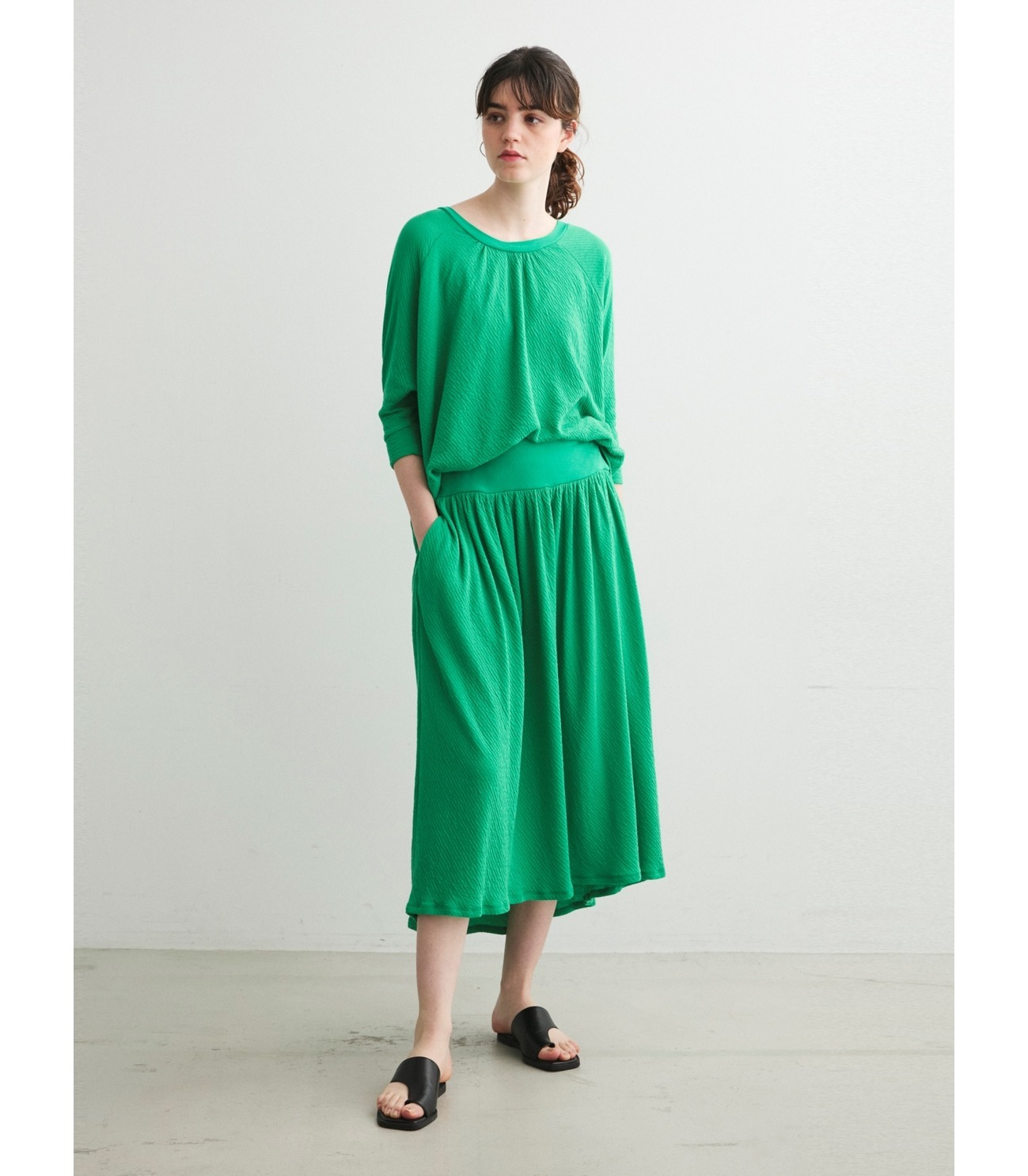 Weekend dress crepe gauze skirt 詳細画像 green 7