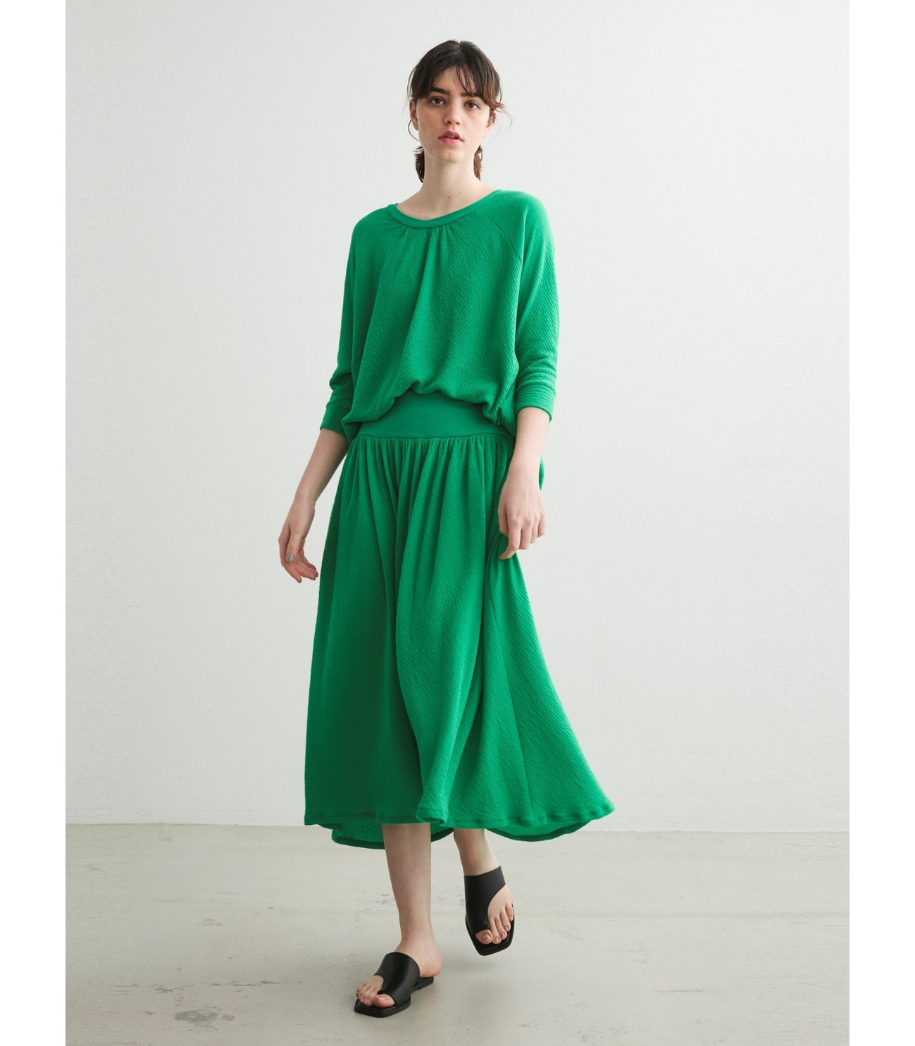 Weekend dress crepe gauze skirt 詳細画像 green 8