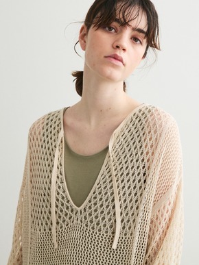 Cotton linen mesh l/s dress 詳細画像