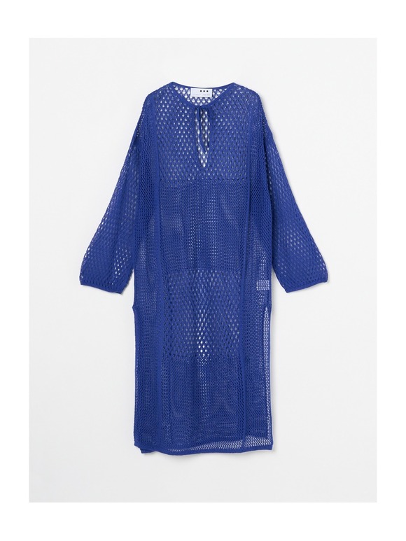 Cotton linen mesh l/s dress