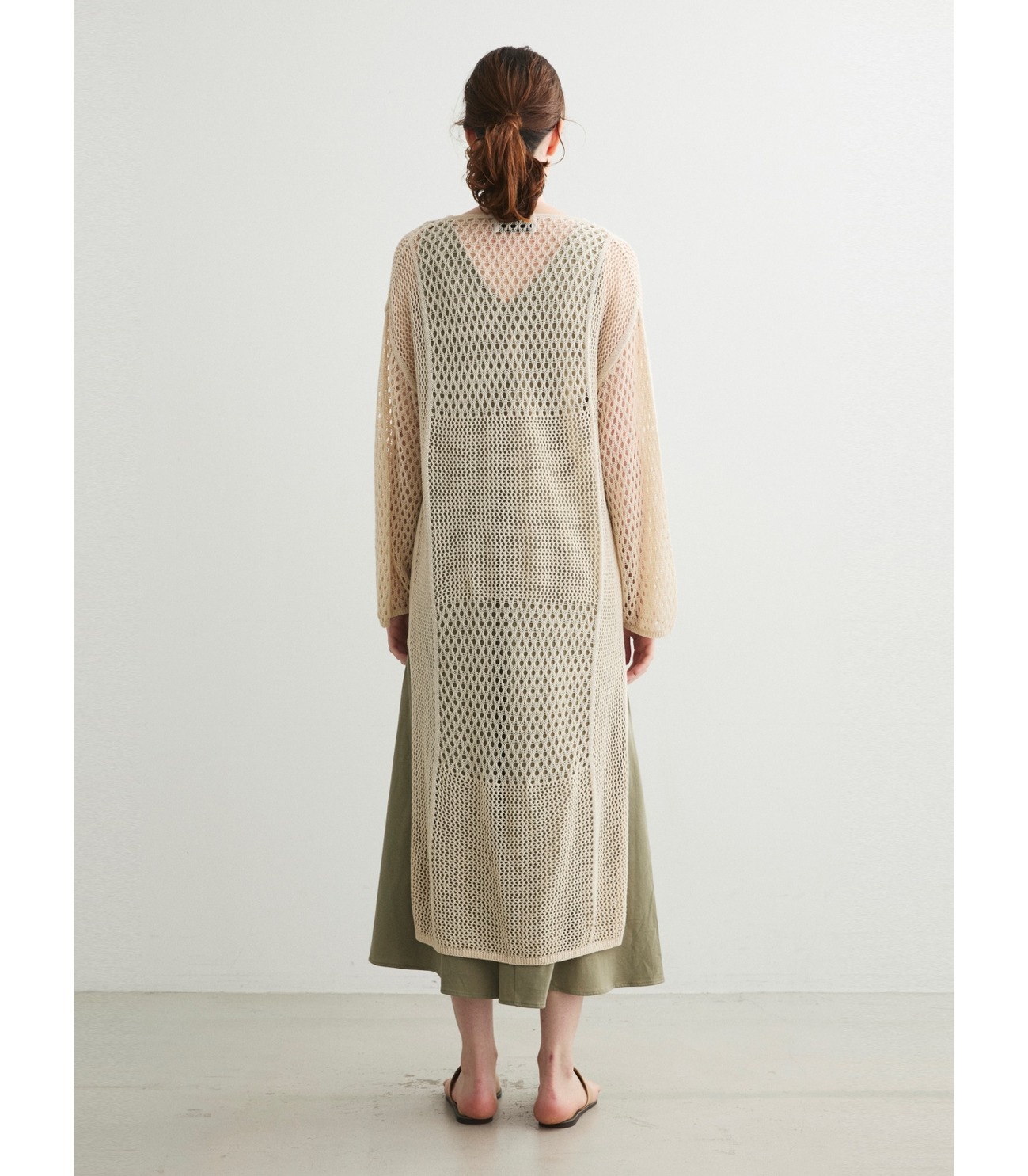 Cotton linen mesh l/s dress 詳細画像 off white 12