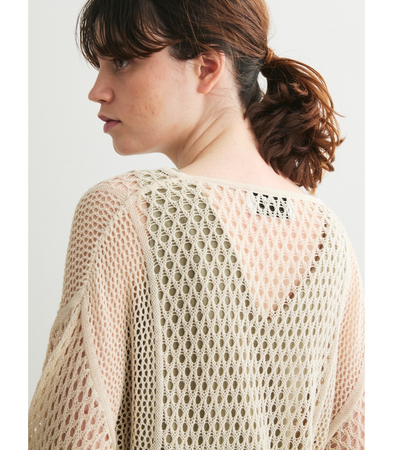 Cotton linen mesh l/s dress 詳細画像 off white 7