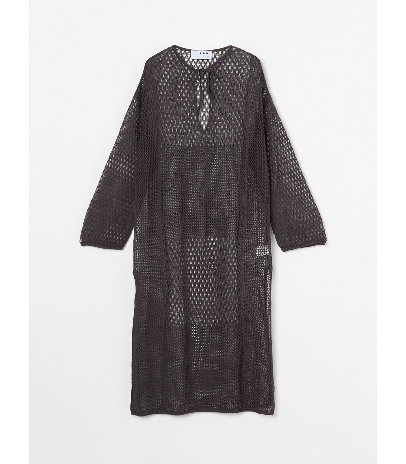 Cotton linen mesh l/s dress 詳細画像 charcoal 2