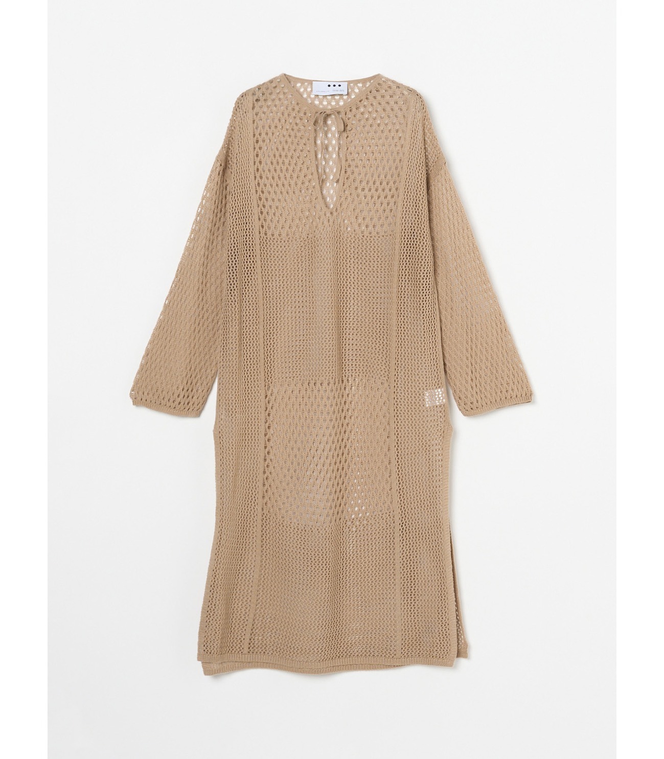 Cotton linen mesh l/s dress 詳細画像 beige 2