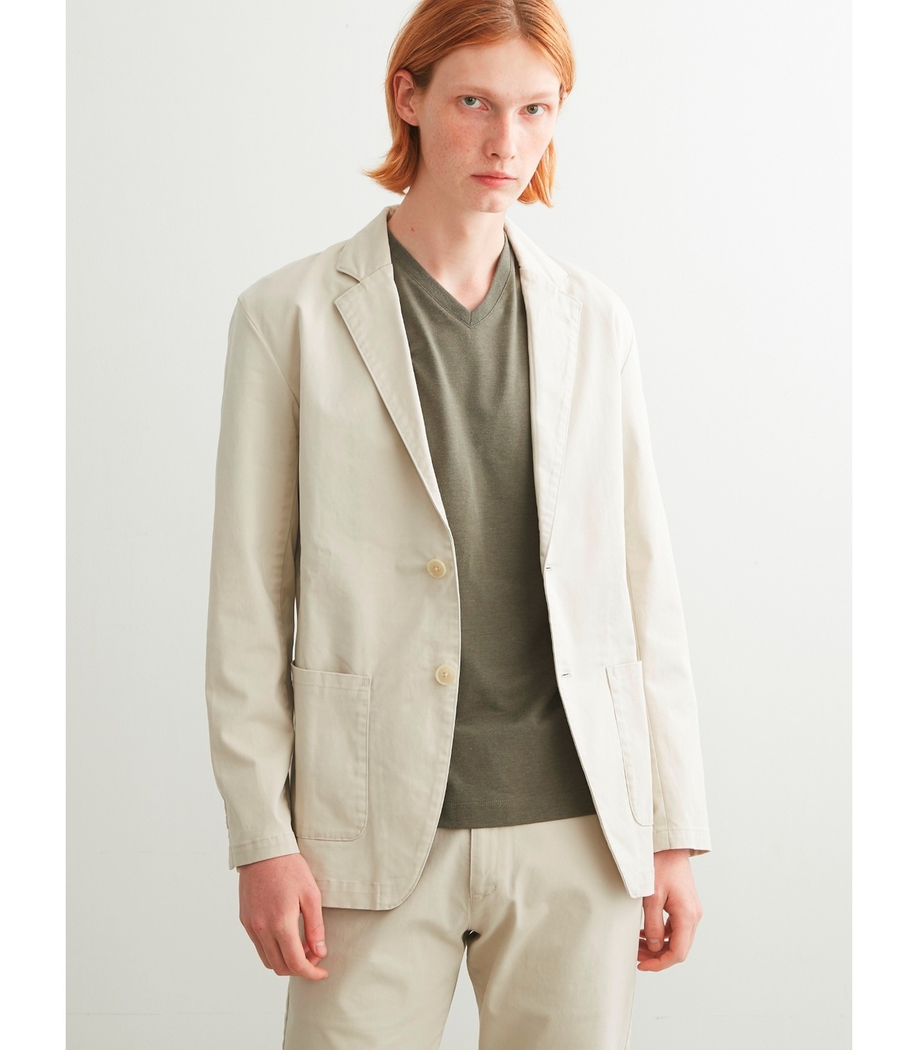 Men's organic twill 2button 2patch jacket 詳細画像 ivory 6