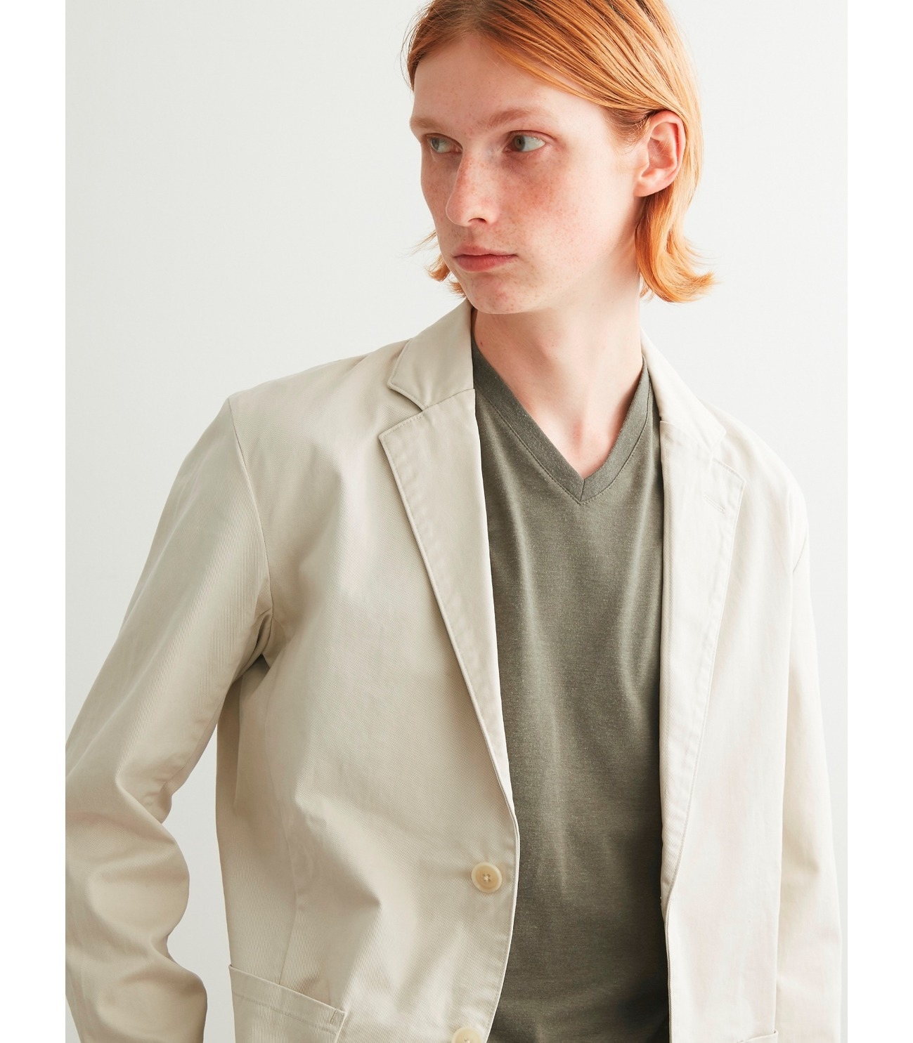 Men's organic twill 2button 2patch jacket 詳細画像 ivory 7