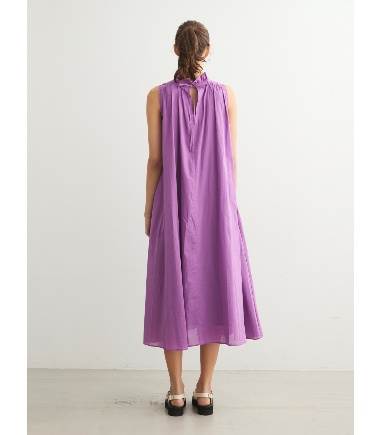 Cotton loan ruffle neck dress 詳細画像 purple 12