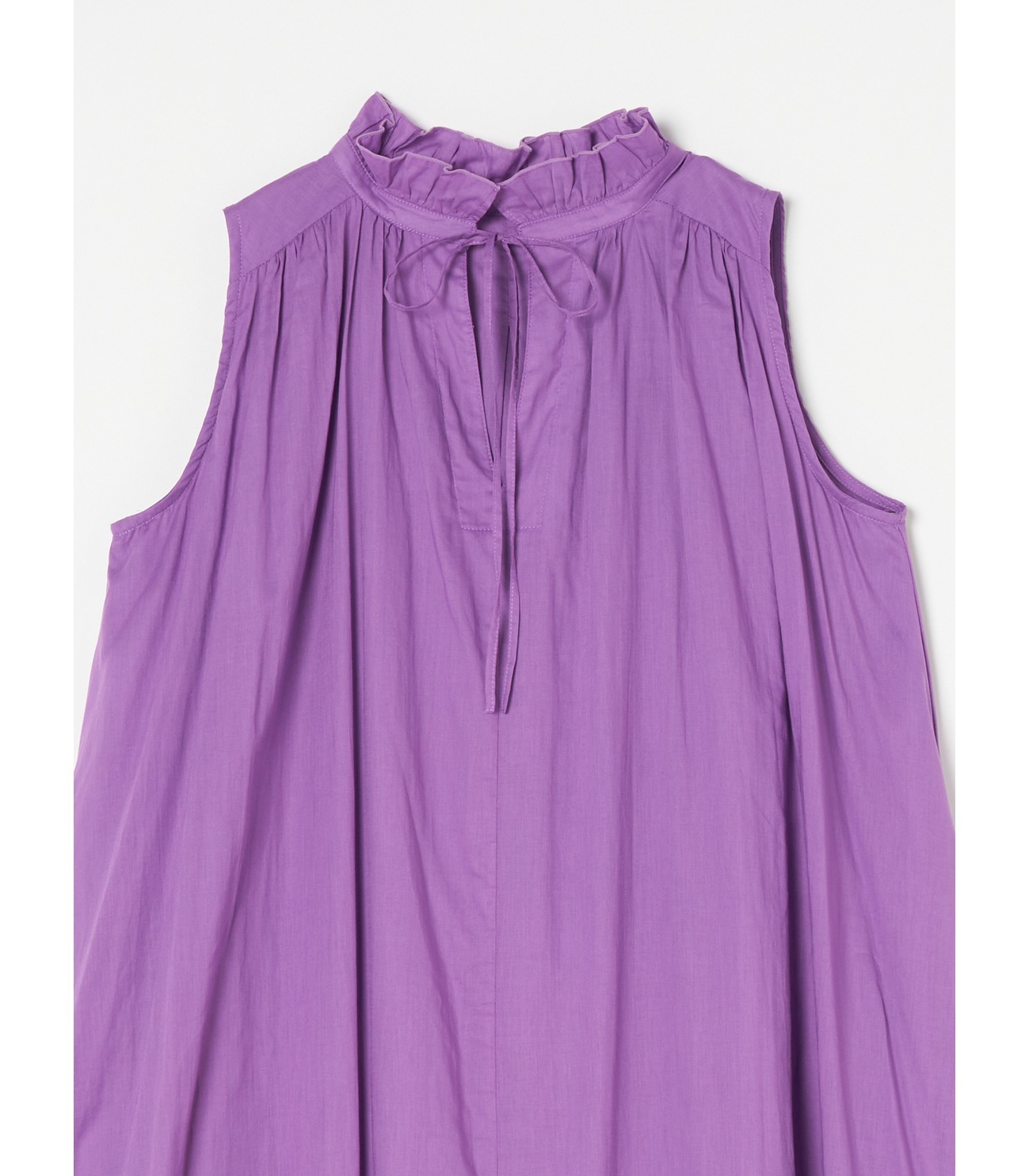 Cotton loan ruffle neck dress 詳細画像 purple 2