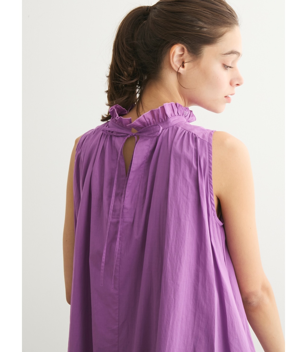 Cotton loan ruffle neck dress 詳細画像 purple 8