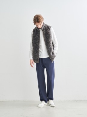 Men's upcycle eco fur zip vest 詳細画像