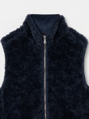 Men's upcycle eco fur zip vest 詳細画像