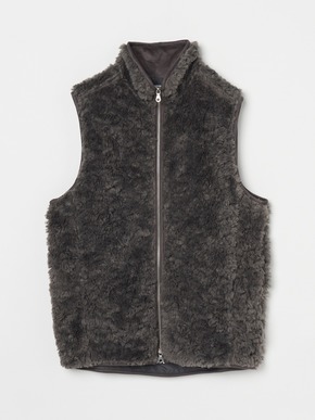 Men's upcycle eco fur zip vest 詳細画像