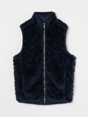 Men's upcycle eco fur zip vest 詳細画像