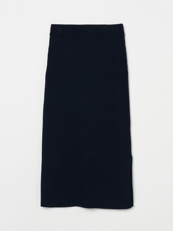 Wool outfit rib narrow skirt