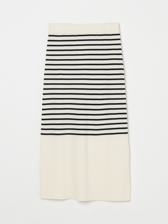 Wool outfit rib narrow skirt