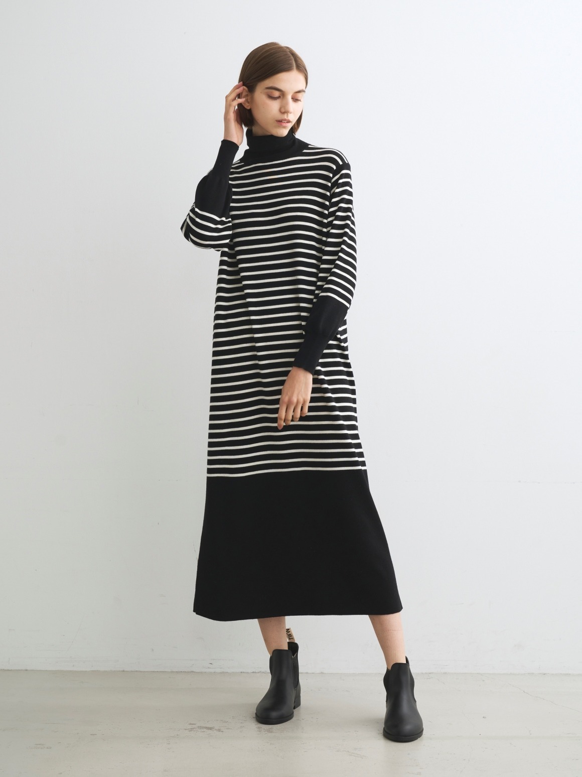 Wool outfit dress 詳細画像 black/off white 6