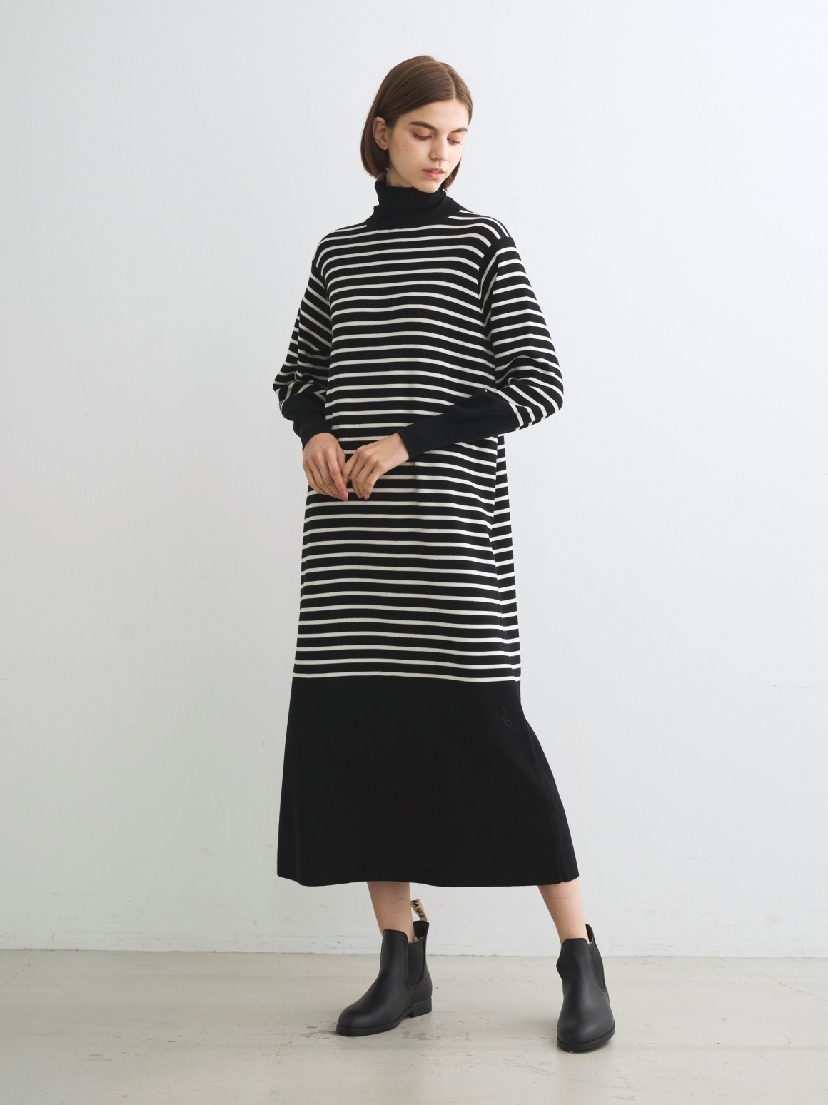 Wool outfit dress 詳細画像 black/off white 9