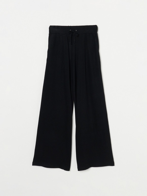 Brushed sweater wide pants
