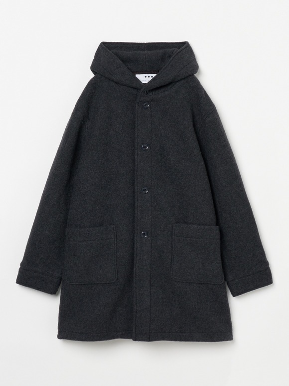 Men's wool fleece hooded coat