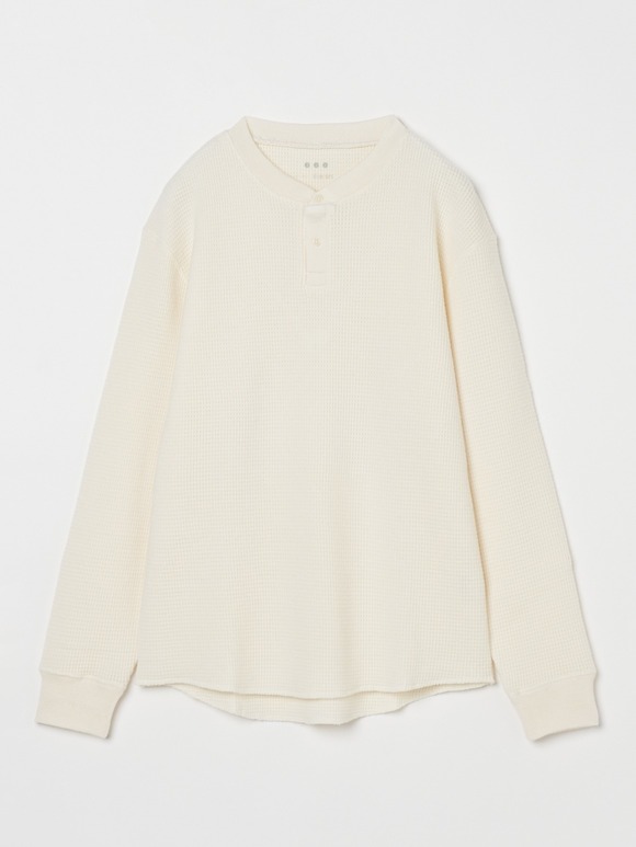 Men's wool waffle l/s henley neck