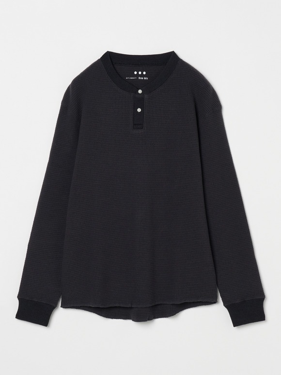 Men's wool waffle l/s henley neck