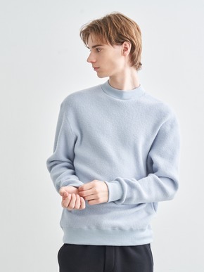 Men's wool waffle l/s mock neck 詳細画像