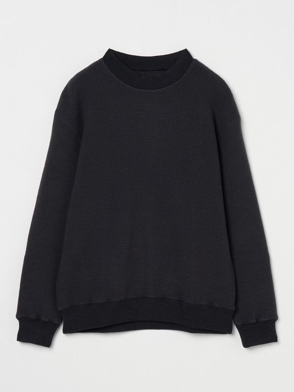 Men's wool waffle l/s mock neck