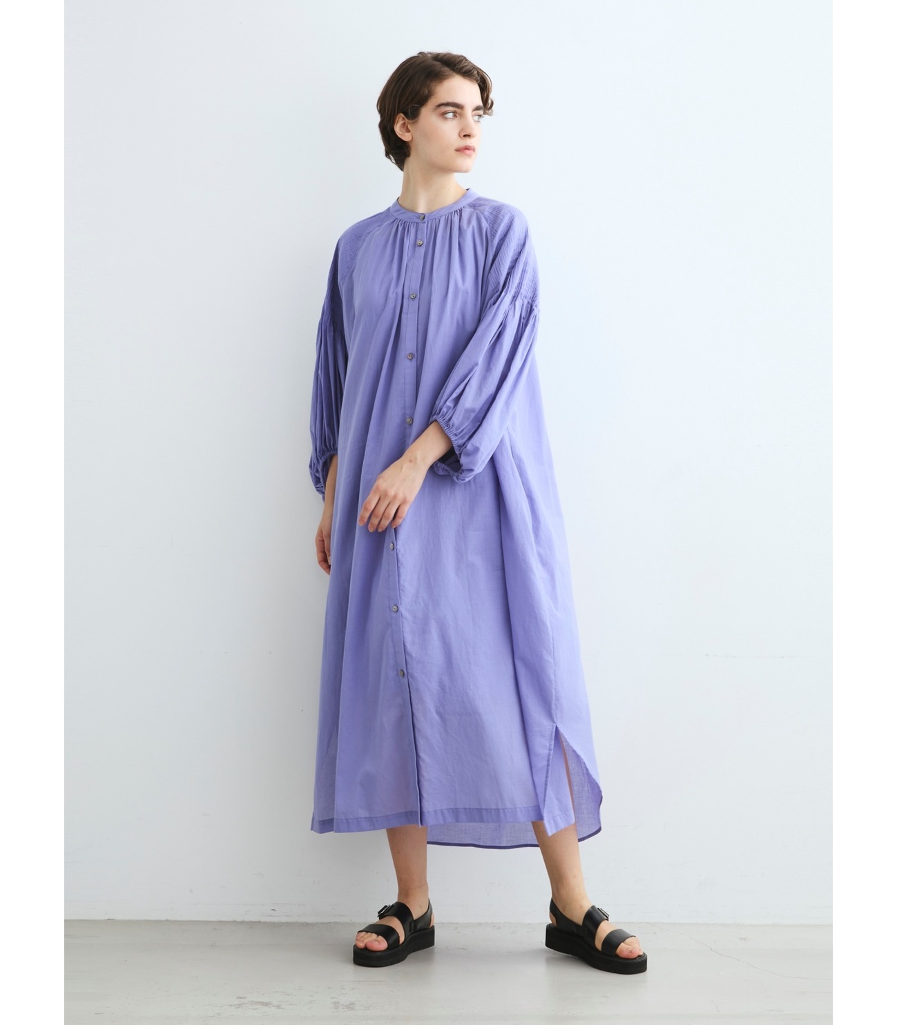 Cotton loan pintuck dress 詳細画像 sheer purple 6