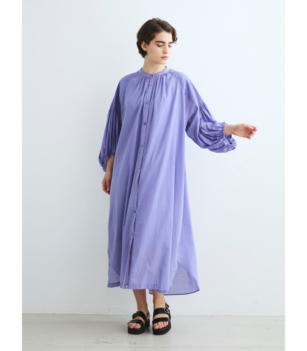Cotton loan pintuck dress 詳細画像 sheer purple 7