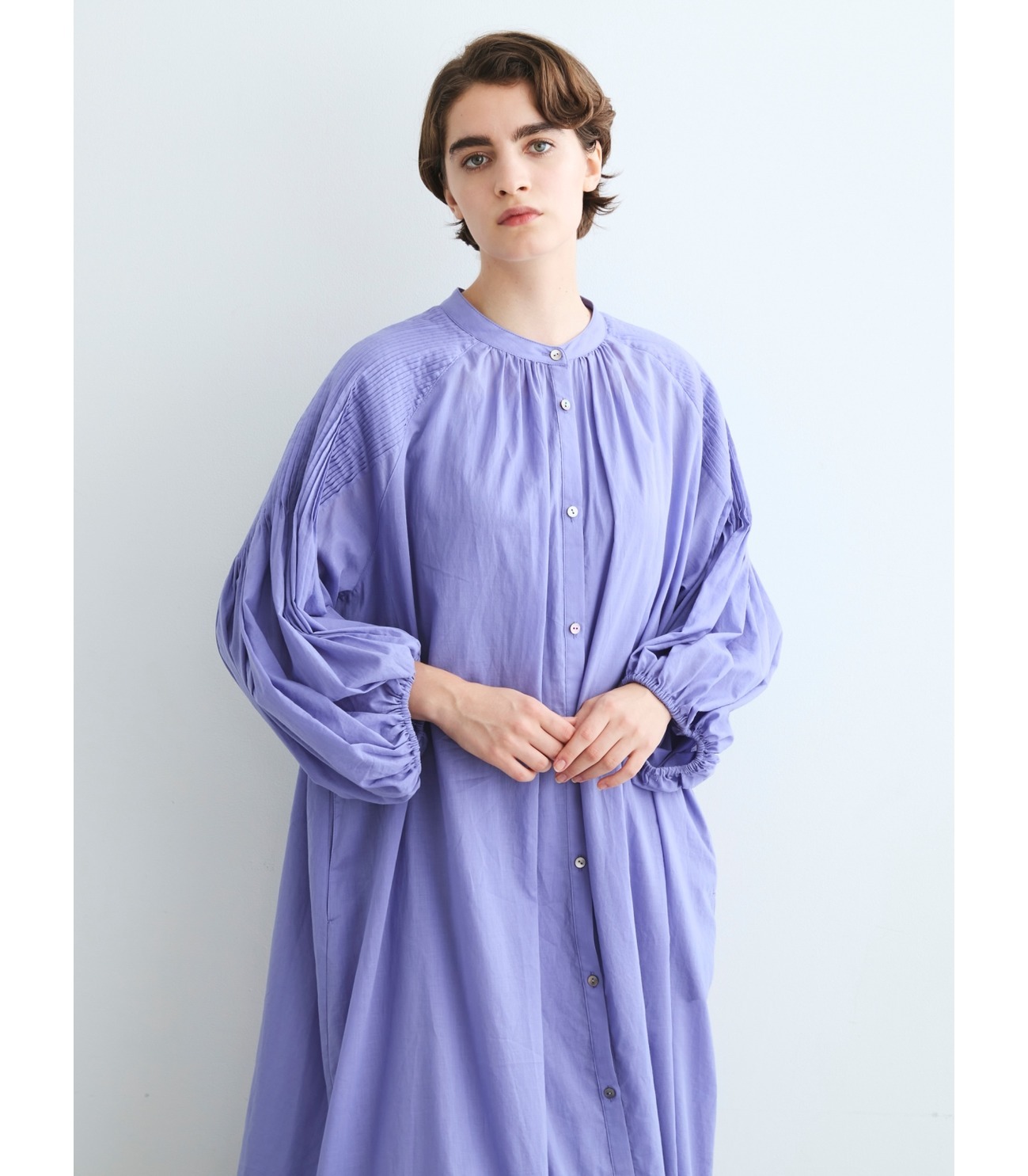 Cotton loan pintuck dress 詳細画像 sheer purple 8