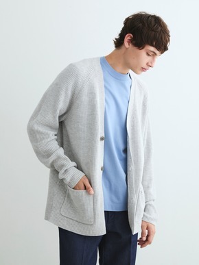 Men's 18G cotton nylon cardigan 詳細画像