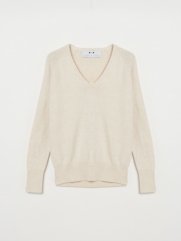 Cotton melange l/s v neck