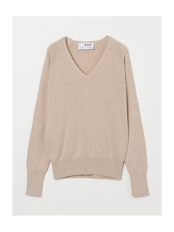 Cotton melange l/s v neck