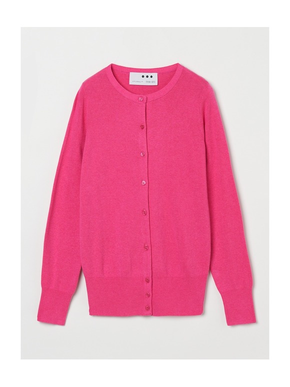Cotton melange l/s crew cardigan