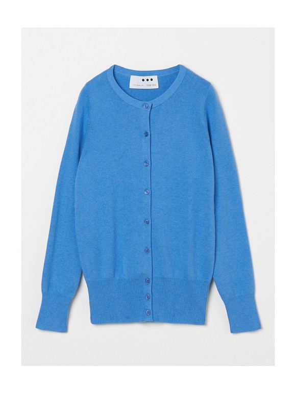 Cotton melange l/s crew cardigan