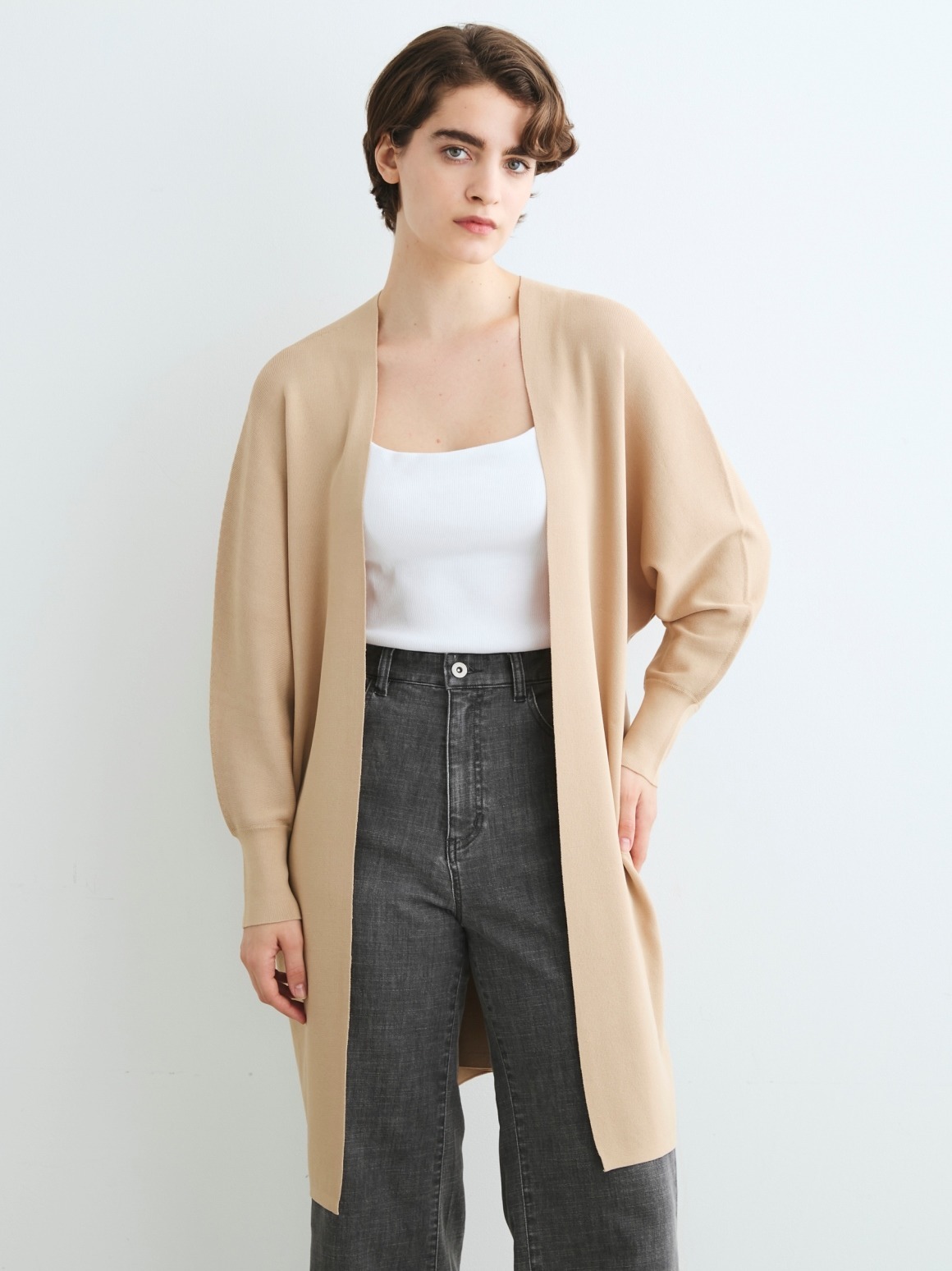 Knit outer dolman topper w/belt｜スリードッツ オフィシャル