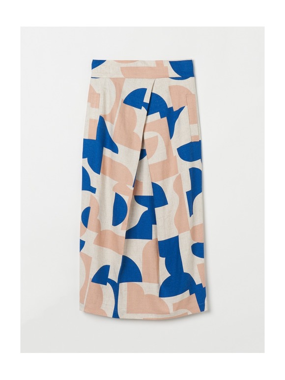 Linen rayon tuck skirt