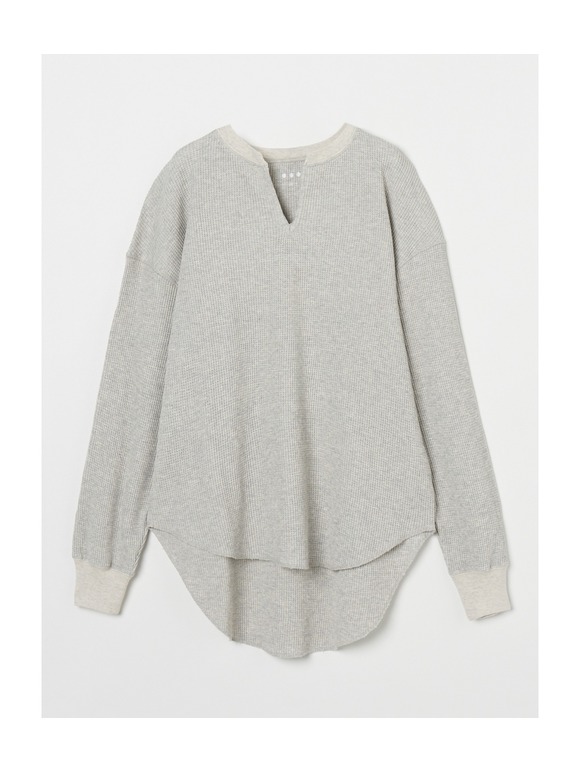 Melange waffle loose pull over