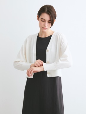 Washable cotton silk cropped cardigan 詳細画像