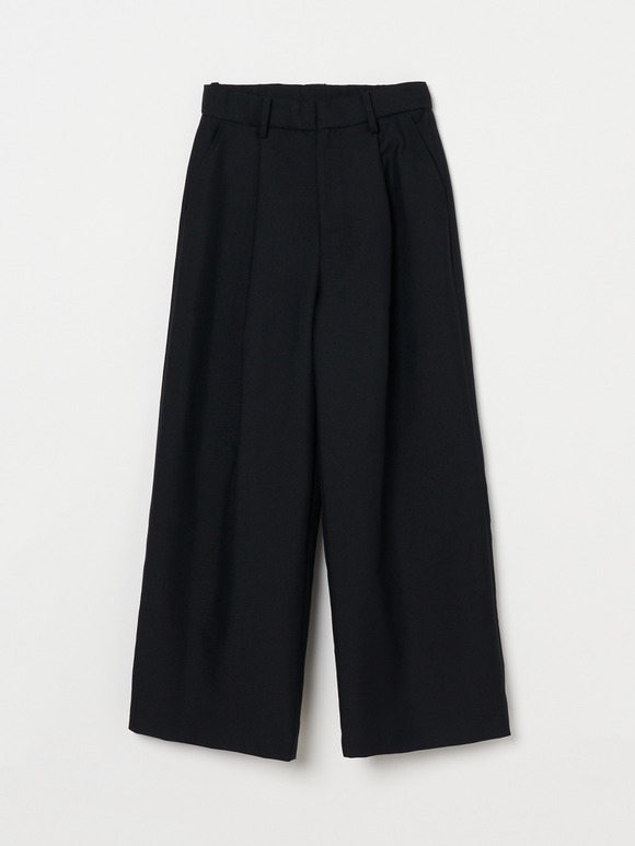 Wool twill wide pant