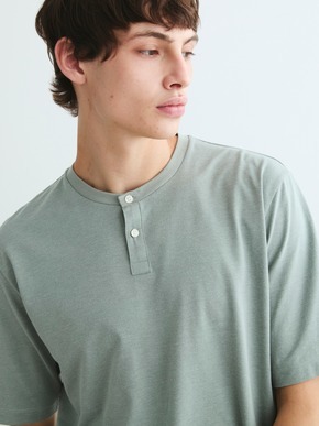 Men's powdery cotton s/s henley 詳細画像