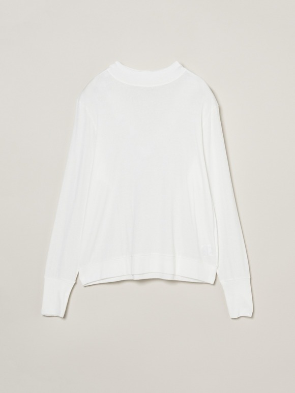 Smile stretch jersey mock neck T