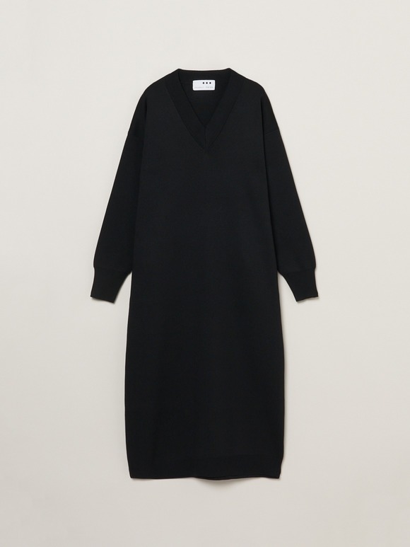 Spongy yarn v-neck dress｜スリードッツ オフィシャルオンラインショップ 