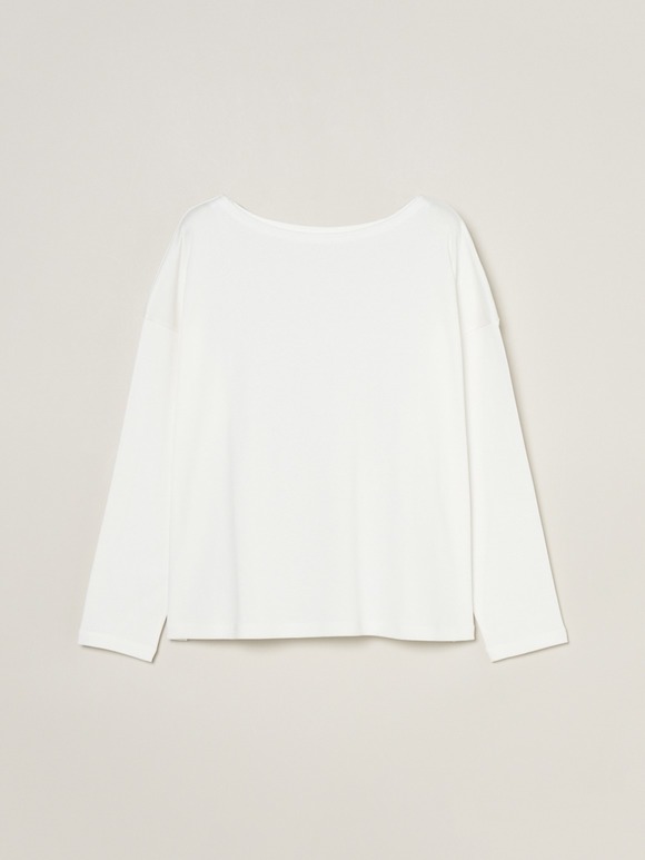 Silky cotton knit boat neck tee