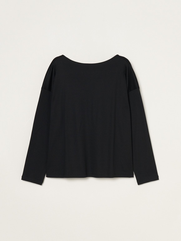Silky cotton knit boat neck tee