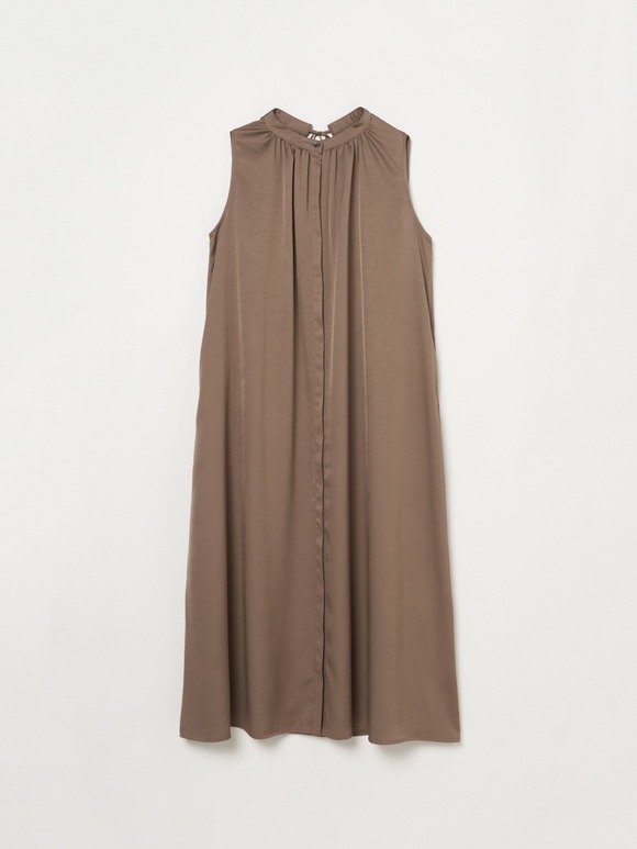 Silky twill gather dress