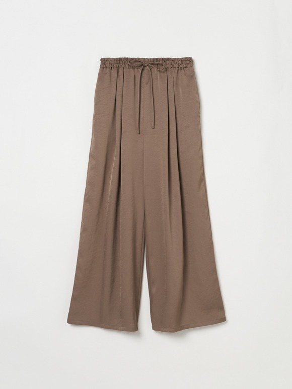 Silky twill semi wide pants