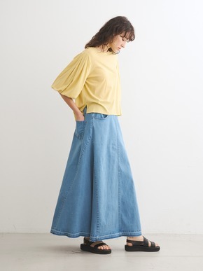 Denim volume flair skirt 詳細画像