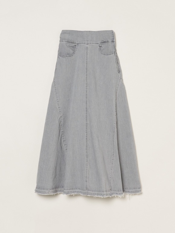 Denim volume flair skirt
