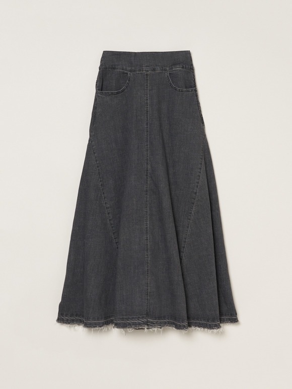 Denim volume flair skirt